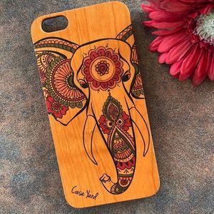mandala elephant wood iphone case